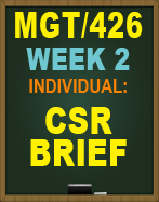 MGT/426 WEEK 2 CSR BRIEF